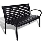 vidaXL Outdoor Garden Bench in Black, 125cm Length | Ideal for Parks and Patios | Steel and WPC material, Sturdy and Weather-Resistant