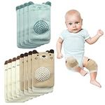 Navaris Baby Knee Pads for Crawling (Pack of 6) - Soft 78% Cotton Knee Pad Protectors for Babies - Non-Slip with Animal Design - Includes 6 Pairs in 3 Colours