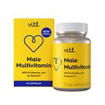 Vitl Male Multivitamin & Minerals Supplement - 30 Vegan Capsules - 20 Essential Nutrients Including B Vitamins, Zinc, Vitamin D & Plant Extracts - Support Overall Male Wellbeing - 1 Month Supply