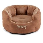 Bunty Polar Dog Bed & Cat Bed, Large | Cosy Fluffy Fleece Calming Dog Bed | High Wall Snuggle Anti Anxiety Dog Bed | Washable Bed & Cushion for Puppy, Small to Large Pets - Brown