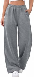 Trendy Queen Womens Wide Leg Fleece Lined Winter Sweatpants Darkgrey S
