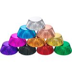 200 Pieces Sumind Foil Cupcake Liners Standard Size Metallic Cupcake Liners Paper Baking Cups Muffin Case Decoration Cups, 10 Colors