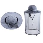 Hunterbee Dark Gray Mosquito Insect Bat gnat net Hats/Mesh Bug face Shields Mask/Insect Repellent Fly Screen Protection Netting/Sun Cap Shade Bucket Hat/Neck Face Cover