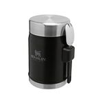 Stanley Classic Legendary Food Jar 0.4L with Spork - Keeps Cold or Hot For 7 Hours - BPA-Free Stainless Steel Soup Flask - Leakproof - Dishwasher Safe - Matte Black