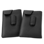 Calabria Durango Eye Glasses Case Soft PU Leather Eyeglass Case with Clip Sunglasses Case for Men & Women Slim Travel Pouch, Black (2 Pack), 6.25" x 3"