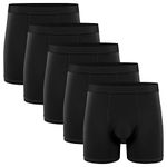 Natural Feelings Mens Boxer Shorts Classic Cotton Mens Boxer Briefs Underwear with Open Fly Underwear, A: Black Pack of 5, L