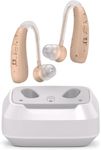 Aika 16-Channel Digital BTE Hearing Aid for Seniors with Tinnitus Masking, Active Noise Reduction, 4 Adaptive Modes, Rechargeable & Lightweight Design – Beige (1 Set for Both Ears)