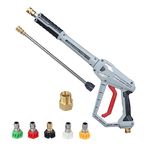 Sooprinse High Pressure Washer Gun Kit with Extension Replacement Wand, Deluxe Gray Power Washer Gun, 5 Nozzle Tips, M22 Fitting，4500 PSI, 40 Inch