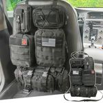 6 Pack Tactical Molle Car Seat Back Organizer - Tactical Vehicle Panel Organizer with 5 Detachable Molle Pouch for Car Truck Ford Jeep Vehicle,US Flag Patch and Keychain for Man (5 Pouches)