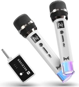 Wireless Microphones, Microphone with One-to-One Chip Connection and LED Lights, 40H Duration, 200FT Range Receiving, Volume Control Karaoke Microphone for Singing, Speech, Home Party, YouTube/TikTok