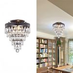 WISBEAM Semi Flush Mount Ceiling Light, K9 Crystal, E12 Base 2 Light, Bulb not Included