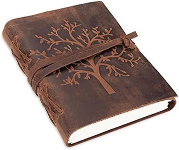 moonster Cuaderno de Cuero Árbol de la Vida Diario de Escritura Hecho a Mano – Bloc de Notas para Hombre y Mujer - Papel Blanco Liso 18x13 cm - Diario de Cuerօ