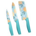 PANCA Knife Set for Kitchen Professional 3 Pieces High Carbon Stainless Steel Colour Printed Coated Chef Knife I Utility Knife I Sontuku Knife I Kitchen Knives with Ergonomic Handle(Blue)