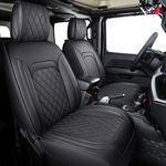 Aierxuan Seat Covers Full Set Compatible with Jeep Wrangler JK JL Custom Fit 2007-2025 4-Door Rubicon Sahara Willys Sport High Altitude Unlimited Truck Pickup Waterproof Leather (Full Set, Black)