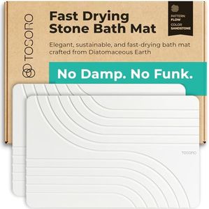 TOSORO - Stone Bath Mat, Diatomaceous Earth Non-Slip Stone Shower Mat - Quick Drying Absorbent Bath Mats for Bathroom - Elegant & Modern Design, Easy to Clean (23.5 x 15) - Sandstone, 2pcs