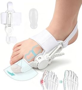 Bunion Corrector for Women & Men, Orthopedic Adjustable Big Toe Straightener with Non-Slip Design & Gel Toe Pad for Hallux Valgus Relief & Toe Alignment, Left/Right Feet, Day & Night Wearable (White)