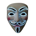 SOUTHSKY LED Mask, V For Vendetta Theme, Unisex Mask for Halloween, Holiday Party, Cosplay - Pvc, Lightweight, 3 Light Modes, Battery Operated