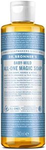 Dr. Bronner's - Pure-Castile Liquid Soap (Baby Unscented, 8 Ounce) - Made with Organic Oils, 18-in-1 Uses: Face, Hair, Laundry, Dishes, For Sensitive Skin, Babies, No Added Fragrance, Vegan, Non-GMO