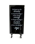 Lifeforce Glass The Serenity Prayer Inspirational Glass Plaque. Encouraging and Centering Words to Empower. Includes a Folding Easel Black.