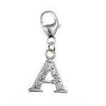 Alphabet/Initial Letter A Sterling Silver Clip-On Charm With Sparkly CZ Stones/Alphabet Silver Charm - for Thomas Sabo Style Charm Bracelets - Letter Jewellery