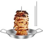 BBQ Vertical Meat Skewer, Stainless Steel Barbecue Hack Vertical Skewer Grill with 3 Replacement Spikes, Tacos Al Pastor Skewer Stand Grill Rack Stand with Handle for Whole Chicken Sausage Steak