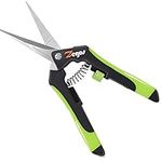 Zegos Titanium-Coated Pruning Snips 1 Pack Trimming Scissors with Curved Blades for Garden Pruning Shears,Bud Leaves, Flowers, Herbs, Bonsai (1 Pack-Curved Blades)