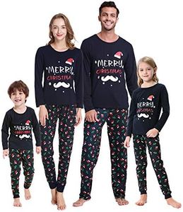 VENTELAN Family Matching Christmas Pajamas Set Holiday Santa Claus Sleepwear Cotton PJS Set for Couples and Kids