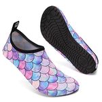 Swim Water Shoes Aqua Socks Barefoot for Sea Beach Swimming Pool Ladies Women(Pink Purple Mermaid,6/7 UK,40/41 EU)