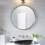 Kohler Essential 28" (71.12 cm) Round Decorative HD Mirror, Matte Black, Silver Coated