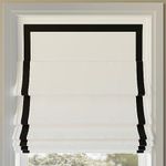 Sun Zero Denna Black Ribbon Border Stripe 100% Blackout Cordless Roman Shade, 33" x 64", Black/White