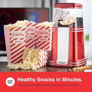VonShef Retro Popcorn Maker – Red Electric Popcorn Machine