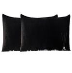 uwkcy Velvet Queen Pillow Cases Pillowcases with Hidden Zipper, Zippered Warm Flannel Pillow Covers Shams (Black, 20x30 Inch/51x76cm,Set of 2)