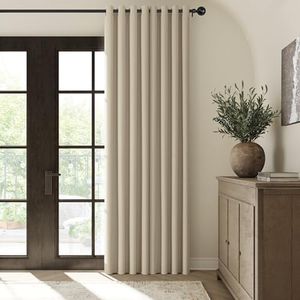ChrisDowa Natural Linen Blackout Curtains 90 Inches Long for Living Room Thermal Noise Cancelling Sliding Door Total Blackout Curtains for Modern Farmhouse Living Room Grommet Darpes 52x90 Sand Beige