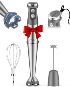 KOIOS Immersion Blender, 1000W Anti-scratch 3-in-1 Hand Blender, Upgraded 12 Speed Stainless Steel Blade Stick Blenders with Turbo Mode, Whisk and Milk Frother, Non-BPA