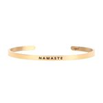 Myjewel Empowering Women's Gold Plated Stainless Steel Cuff Bracelet Inspirational Series, Adjustable Fit 4mm Width (Namaste)