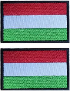 2 PCS AliPlus Hungary Flag Patches Embroidered Tactical Military Morale Patch Applique Fastener Hook and Loop