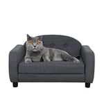 DGBAOBEI Stylish Wooden Frame Pet Sofa Bed,Cat sofa bed with Linen Fabric for Puppy and Cat (Grey)