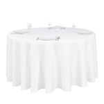 LinenTablecloth 120-Inch Round Polyester Tablecloth White