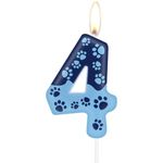 Blue Dog Paw 4th Birthday Candle, Blue Dog Paw Cake Decorations, Party Candle, Blue Number 4 Candle for Cake, Cake Candles Cake Topper for Boy Girl 4th Birthday Decorations, Pet Party Decor Supplies