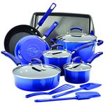 Rachael Ray Brights Nonstick Cookware Pots and Pans Set, 14 Piece, Blue Gradient