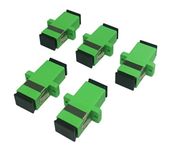 Cerrxian SC Singlemode Fiber Optic Adapter SC Female to SC Female APC Simplex Single Mode Fiber Optical Coupler Network Internet Connector Adapter with Mount Panel (Green 5-Pack)