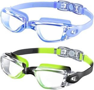 NSSIW Kids Swim Goggles Kids-Goggles-for-Swimming: Kids Goggles Anti Fog Youth Pool Goggles with UV400 and No Leak 2 Pack Ages 6-14