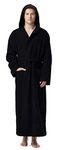 Arus Men's bathrobe with hood, extra long, 100% cotton terry, man´s size: L long, unisex size: L-XL long, Black