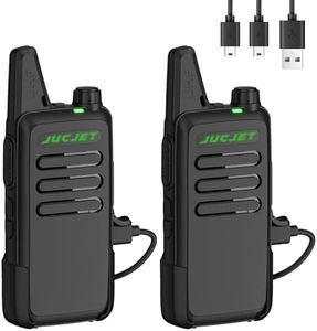 JUCJET T20 Radio Rechargeable pour Adultes, Mini Talkie-walkie d'extérieur avec 16 canaux, Silencieux VOX, Radio PMR sans Licence (Lot de 2)