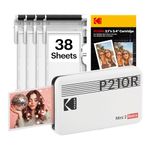 KODAK Mini 2 Retro 2x3 Mobile Photo Printer, 38 Sheets, Bluetooth Phone Printer Compatible With iOS & Android Smartphones, Instant Color Prints, 4PASS Dye Sublimation, White