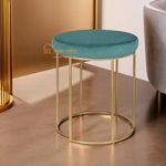 JUMBO CRAFTS Round Metal Sitting Stool Pouffes/Office Stool/Ottoman Stool for Living Room, Bedroom, Hallway Sofa Furniture - Puffy Footrest Stool - Aqua