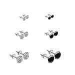 925 Sterling Silver Earrings 6 Pairs Silver Stud Earrings Black Earrings Small Sleeper Studs 4, 5, 6mm Womens Earrings Mens Earrings Studs Earrings for Women Girls Earrings for Men