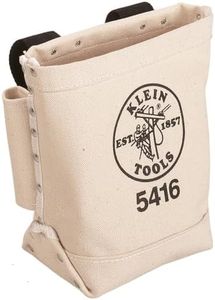 Klein Tools 5416 Tool Pouch, Small Tool Bag for Bolt Storage with Bull Pin Loops and Belt Strap Connect, 5 x 10 x 9-Inch