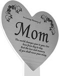 Eternally Yours Mom Memorial Grave Marker Plaque with Engraved Poetry for Mother “in Loving Memory of Mom”, Cemetery Ground Stake Sign Decoration, Heart, Silver Plaque, Clear Stake