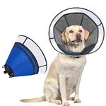 Dog Cone Collar for Dogs After Surgery, OneTigris Adjustable Head Cone for Large Dogs,Neck Soft Cone Alternative Elizabethan Dog Recovery Collars Prevent Licking(Blue, M)